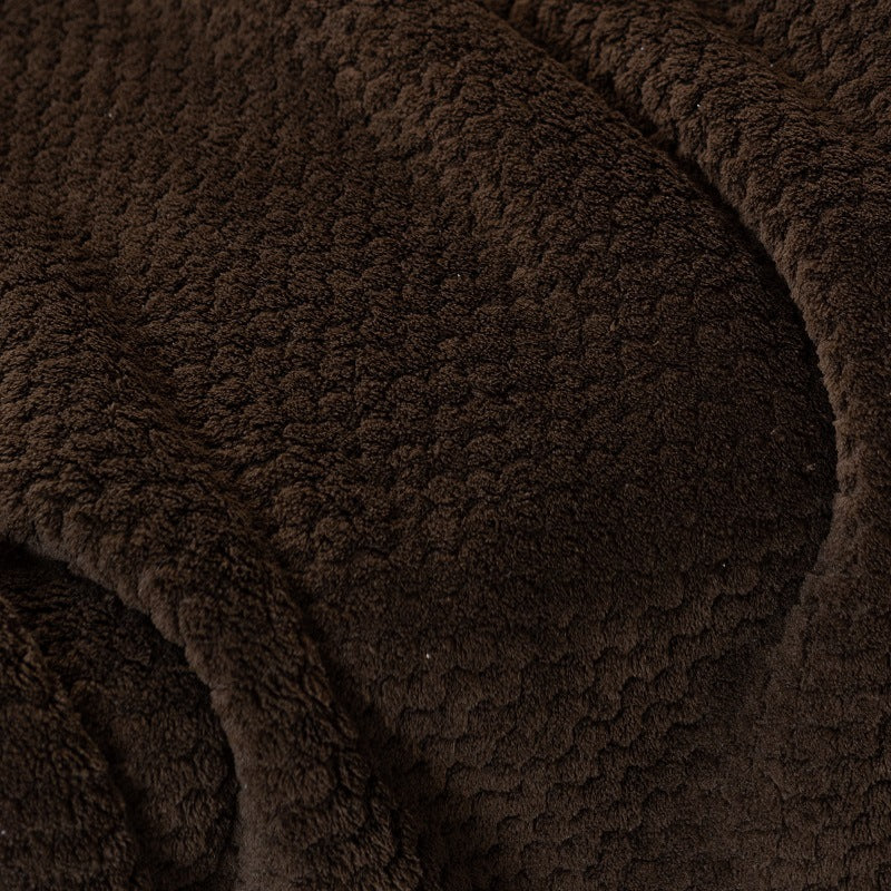 Double-Layer Coral Fleece Blanket – Solid Pineapple Pattern Sherpa Throw