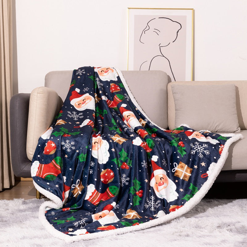 Flannel Christmas Throw Blanket – Digital Print Sherpa Nap Blanket