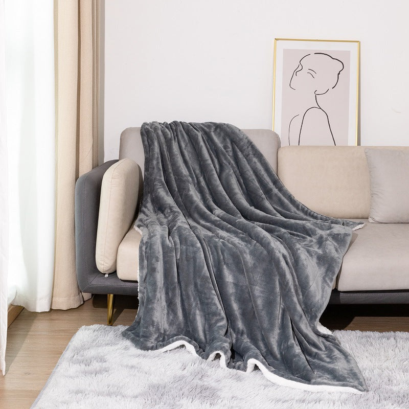 Sherpa Double-Layer Flannel Blanket – Thick Warm Throw