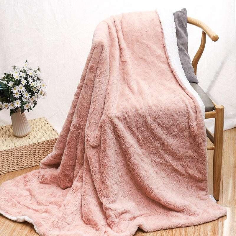 Faux Rabbit Fur Plush Blanket – Ultra-Soft Sherpa Throw