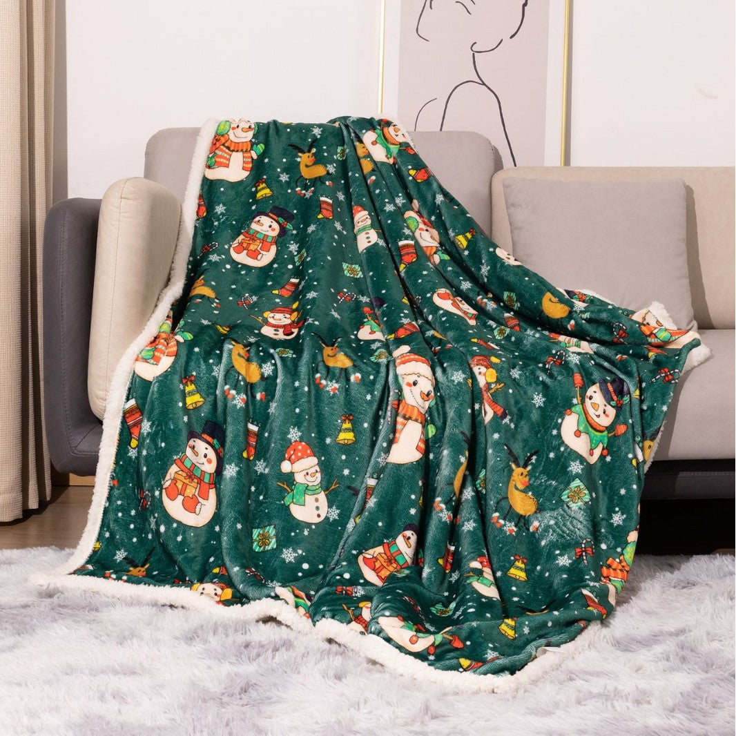 Flannel Christmas Throw Blanket – Digital Print Sherpa Nap Blanket