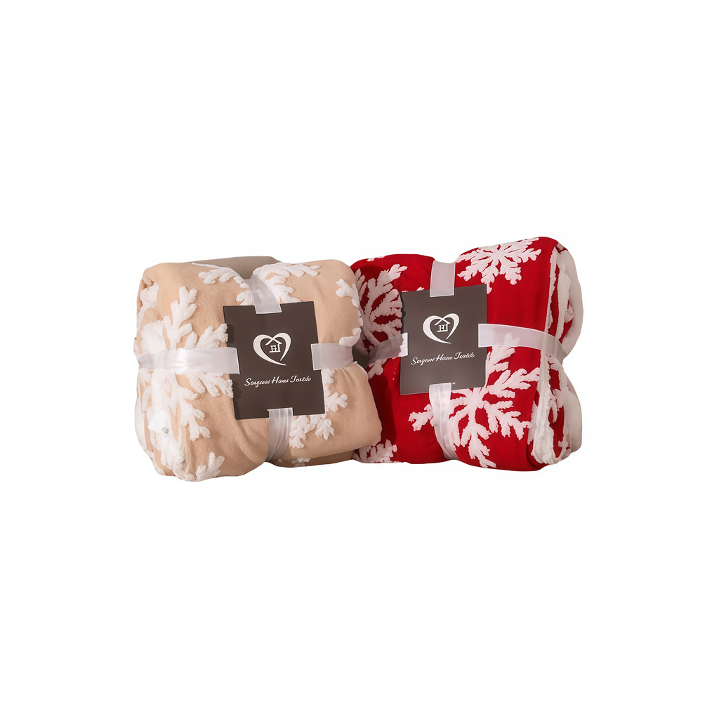 Double-Layer Plush Blanket – Snowflake Sherpa Throw