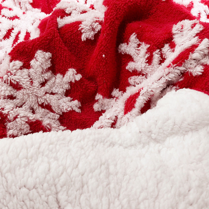 Double-Layer Plush Blanket – Fluffy Snowflake Sherpa Throw