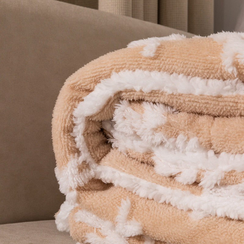 Double-Layer Plush Blanket – Snowflake Sherpa Throw