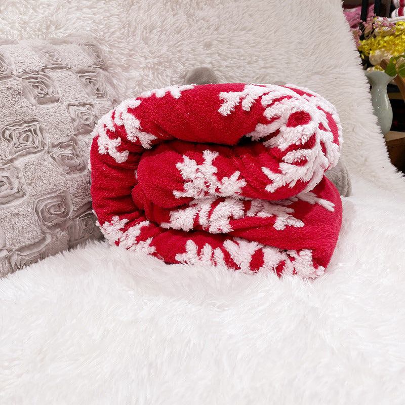 Double-Layer Plush Blanket – Fluffy Snowflake Sherpa Throw
