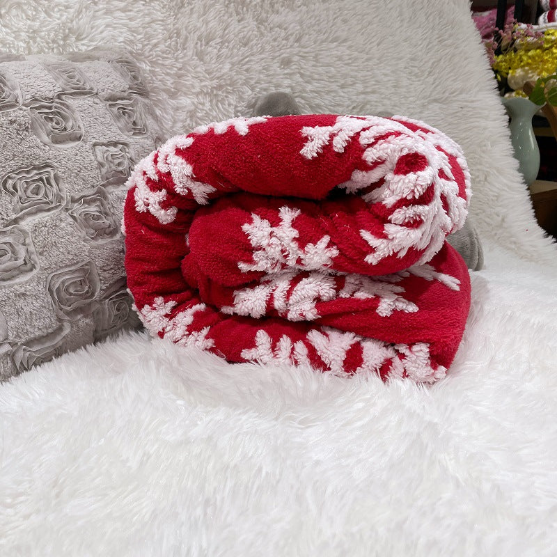 Double-Layer Plush Blanket – Fluffy Snowflake Sherpa Throw