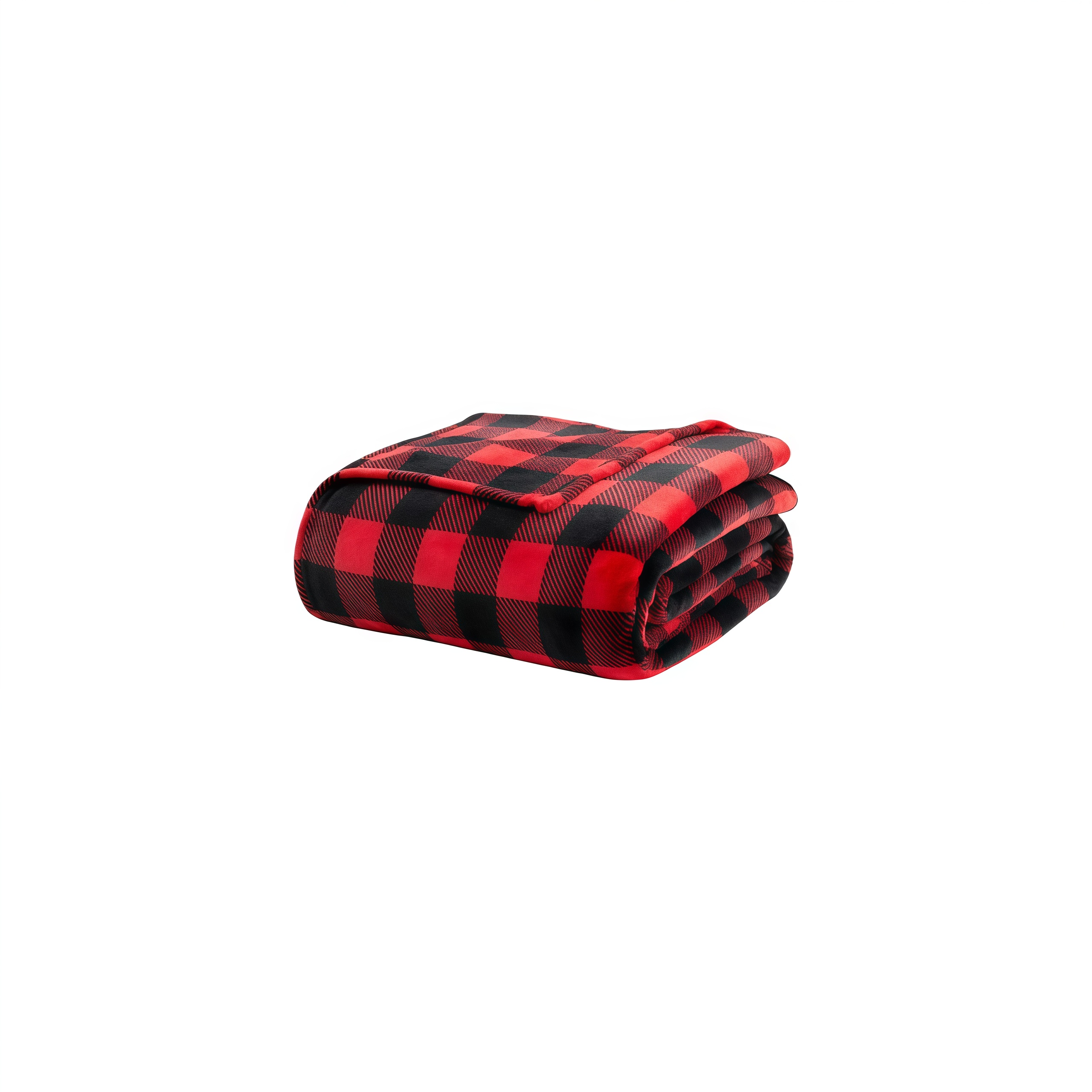 Double-Sided Flannel Blanket – Classic Red & Black Plaid Sherpa Throw