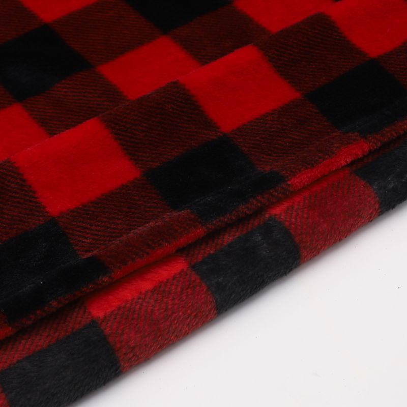 Double-Sided Flannel Blanket – Classic Red & Black Plaid Sherpa Throw