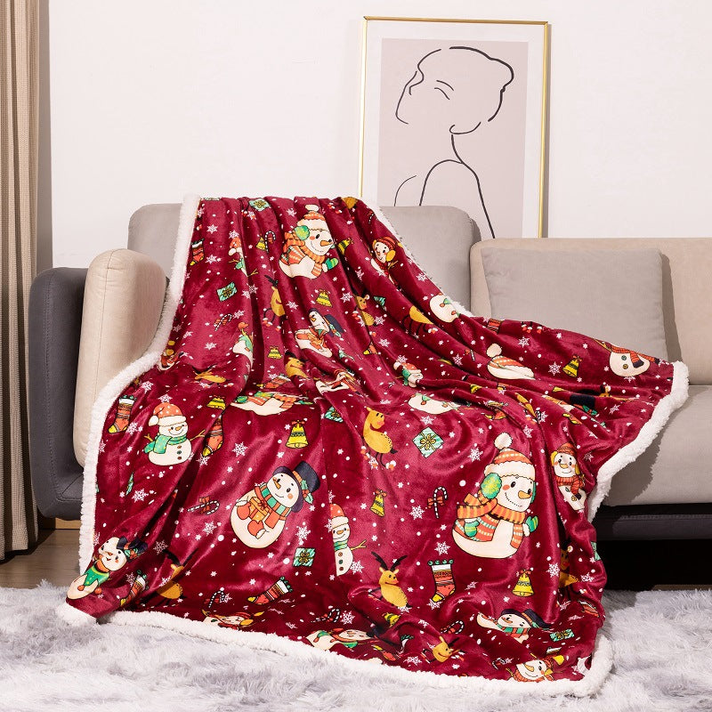 Flannel Christmas Throw Blanket – Digital Print Sherpa Nap Blanket