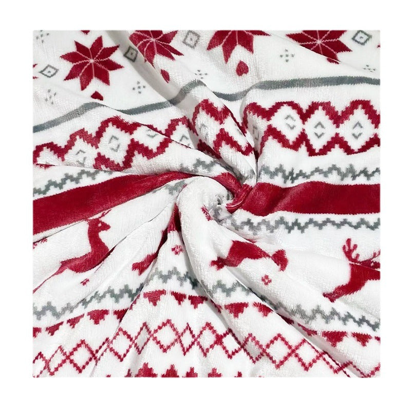 Flannel Double-Layer Blanket – Reindeer Cartoon Sherpa Throw