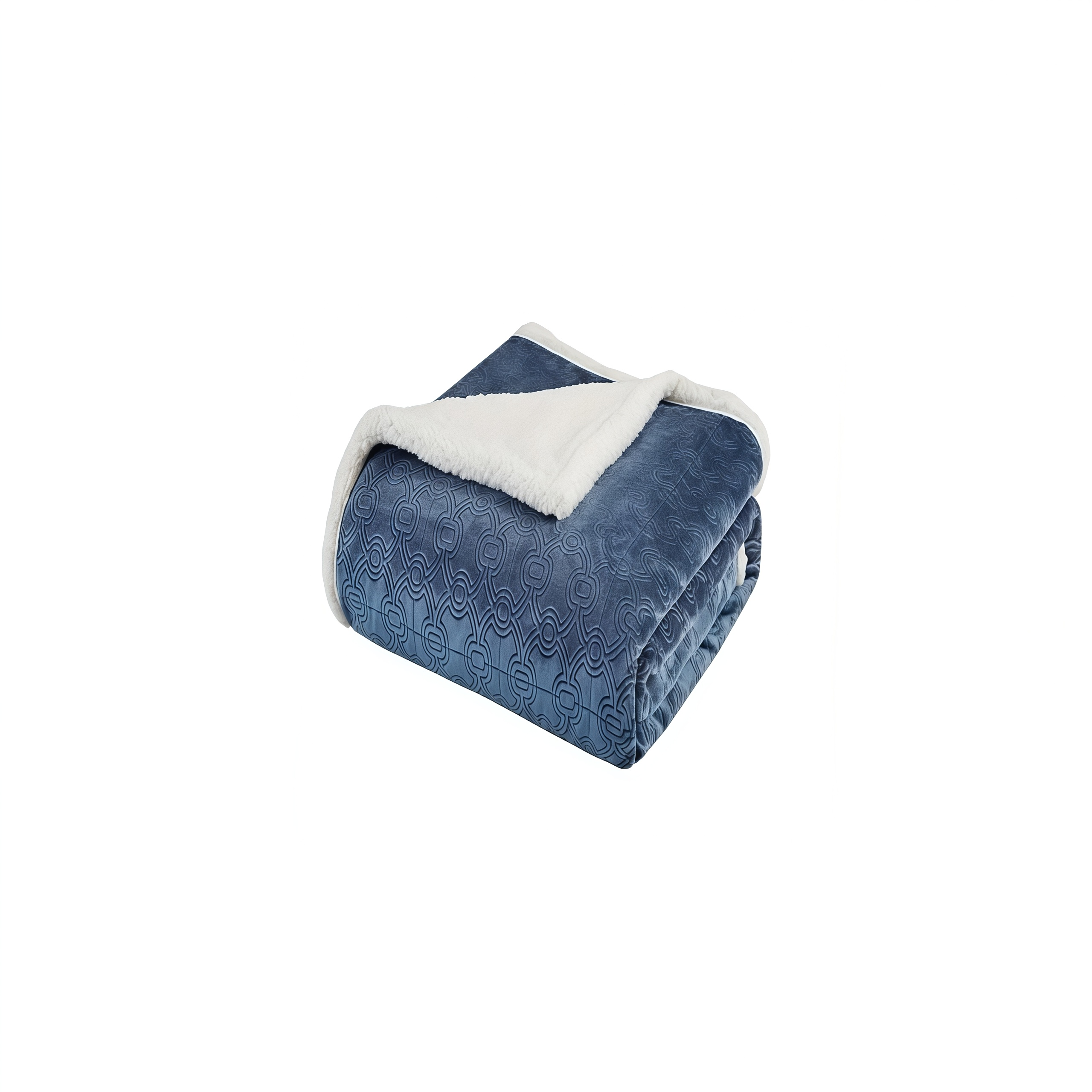 Double-Layer Flannel Blanket – Soft Embossed Floral Sherpa Throw