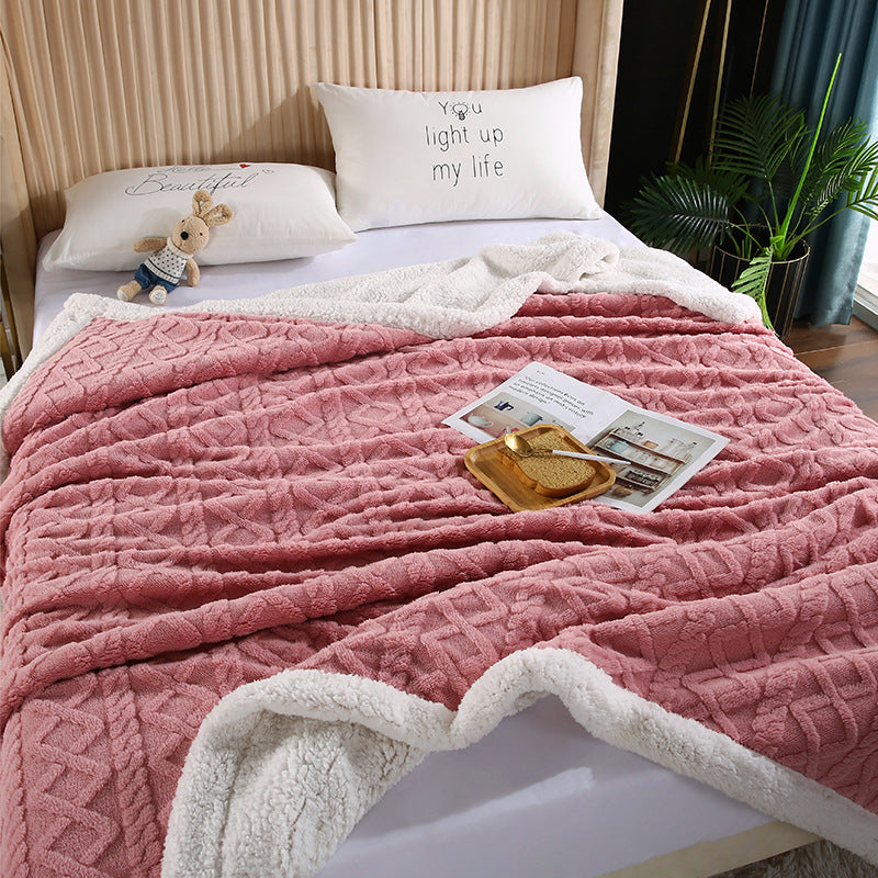 Taffeta Sherpa Blanket – Double-Layer Thick Casual Throw